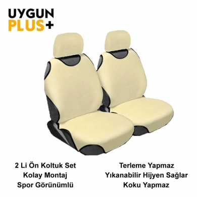 Atlet Kılıf Oto Koltuk Kılıfı Atlet Ön Koltuk 2 li Set Bej