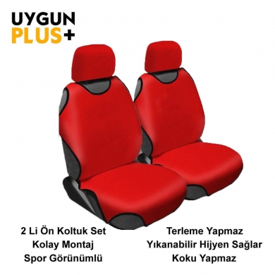 Atlet Kılıf Oto Koltuk Kılıfı Atlet Ön Koltuk 2 li Set Kırmızı