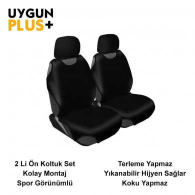 Atlet Kılıf Oto Koltuk Kılıfı Atlet Ön Koltuk 2 li Set Siyah